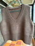 恒源祥羊毛針織背心女士短款羊絨無(wú)袖毛衣寬松馬甲春秋V領(lǐng)內搭打底上衣 駝色 L 曬單實(shí)拍圖