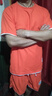 卡度頓(兩件套) 短袖t恤男套裝夏季華夫格半袖男士運動夏天衣服男裝套裝 兩件裝 橘色（上衣+褲子） 2XL 曬單實拍圖