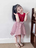G.DUCKKIDS2025新款夏季女童紅格子蝴蝶結T恤半裙套裝時(shí)尚百搭兩件套 紅格子 90 cm 曬單實(shí)拍圖