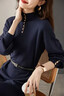 皮爾卡丹（pierre cardin）2025新款早秋長袖連衣裙女配大衣優(yōu)雅毛衣裙半高領(lǐng)打底 藏青色.【版】 XL 曬單實拍圖