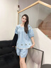 族瑪士親膚純棉睡衣女2025新款夏季短袖長(cháng)短褲可外穿全棉紗布家居服套裝 S85206#短袖短褲-遠天藍 M 【建議80-120斤】尺碼寬松 曬單實(shí)拍圖