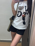 茯見2025夏季新款短褲辣妹黑色褲子寬松三分松緊抽繩褲子休閑褲 黑色-抽繩 M 曬單實(shí)拍圖