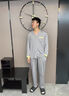 貓人（MiiOW）男士睡衣套裝100%純棉春夏四季通用開(kāi)衫家居服男可外穿全棉睡衣褲 17511# 【天然純棉】 XL 【適合體重：130-150斤】 曬單實(shí)拍圖
