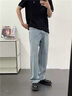 回力（Warrior）牛仔褲男春秋季直筒褲子男美式闊腿休閑褲男寬松長(cháng)褲男褲 5011 曬單實(shí)拍圖