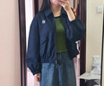 茵曼（INMAN）2025秋冬女裝新款復古休閑翻領(lǐng)拉鏈夾克外套百搭寬松短款上衣  深藍色 M 曬單實(shí)拍圖