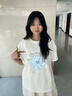 查爾斯桃心短袖t恤小雛菊印花短袖t恤男女夏季純棉情侶半袖 本白 L 曬單實拍圖