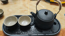 梵昇昱旅行茶具整套裝功夫茶具戶(hù)外便攜快客杯喬遷送禮爸爸長(cháng)輩生日禮物 黑色/提梁壺四杯+茶盤(pán)/橢圓包 曬單實(shí)拍圖