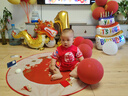 優(yōu)奇周歲禮服男寶寶薄款套裝夏季男童抓周宴生日嬰兒紅色中式國(guó)風(fēng)衣服 曬單實(shí)拍圖