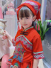 凌卡戚三月三兒童演出服裝少數(shù)民族男女童壯族苗族瑤族六一表演舞蹈服飾 C802百褶裙紅色+桃心頭飾含 110 曬單實拍圖