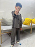 G.DUCKKIDS男童睡衣春秋冬款2025新款中大兒童三層空氣棉家居服套裝大男孩潮 灰色 120 cm 曬單實(shí)拍圖