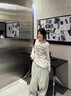 韓系字母印花長(zhǎng)袖T恤女夏季微透寬松百搭寬松慵懶風(fēng)防曬罩衫上衣 白色 M 曬單實(shí)拍圖