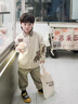 G.DUCKKIDS小黃鴨童裝男童春裝套裝兒童寶寶春秋新款男孩衣服小童毛衣三件套 米白色 100 (建議90-98cm 2-3周歲） 曬單實(shí)拍圖