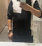 安初夏拼接條紋痞帥七分袖襯衫夏季感潮流修身休閑男士短袖襯衣套裝 【兩件套】黑色襯衫+黑西褲 XL 120-130斤 曬單實拍圖