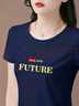 莎羽依純棉短袖t恤女2025夏季新款韓版印花氣質(zhì)修身顯瘦女士百搭上衣潮 寶藍色 3XL 132-150斤 曬單實拍圖