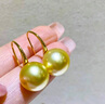 歐芙蘭海水南洋金珠耳鉤18K金高跟鞋耳環(huán)濃金送老婆女友七夕情人節(jié)禮物 濃金[A級圓/細(xì)微瑕] 12-13mm 曬單實(shí)拍圖