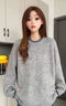 魯雅爾韓系慵懶圓領(lǐng)套頭毛衣女秋冬季新款撞色寬松慵懶風(fēng)高級感軟糯外套 灰色 均碼 【80斤-120斤】 曬單實(shí)拍圖