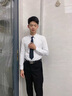 羅蒙（ROMON）襯衫男士夏季薄款免燙長袖商務職業(yè)正裝涼感襯衣爸爸裝CS01白41 曬單實拍圖