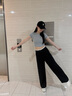 棠暖黑色西裝闊腿褲女款夏季2025新款薄款高腰窄版直筒褲休閑夏天褲子 黑色常規(guī)款 L 110-120斤 曬單實(shí)拍圖