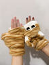 趣木也新款貓咪冬季超萌可愛(ài)卡通加厚防寒保暖翻蓋兩用手套女冬季 黃貓 曬單實(shí)拍圖