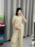 DUTRIEUX孕婦褲春夏外穿闊腿褲無(wú)托腹不勒肚子薄款休閑寬松九分褲孕婦裝 杏色 大碼【適合110-135斤】 曬單實(shí)拍圖