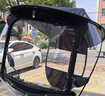 夢(mèng)多福 電動(dòng)車(chē)雨棚電瓶車(chē)摩托車(chē)防雨棚兩輪擋雨罩遮陽(yáng)棚傘車(chē)棚防曬雨傘 黑麥穗帶側擋-金屬升降支架 黑膠全遮光丨防風(fēng)防雨丨可開(kāi)窗 曬單實(shí)拍圖