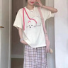 LDBE毛絨刺繡小狗短袖t恤女2025夏季新款寬松圓領半袖甜美百搭上衣潮 杏色 L 【115-135斤】 曬單實拍圖