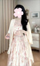 閃動(dòng)少女（SHANDONGSHAONV）感甜美雪紡碎花長(cháng)裙2025新款法式粉色吊帶連衣裙兩件套裝女夏 開(kāi)衫 S 曬單實(shí)拍圖