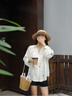 Olrain歐芮兒法式田園繡花白色襯衫女裝秋季2025新款寬松慵懶長(zhǎng)袖襯衣 米白色 L 曬單實(shí)拍圖