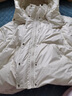 對白設計感短款連帽羽絨服女2025冬裝新款面包服90白鴨絨保暖外套 月光白 S 曬單實(shí)拍圖