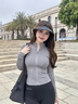 文枝防曬衣女修身夏季冰絲防曬衫夏季2025年新款小蠻腰瑜伽防曬服立領(lǐng) 【海巖灰】冰潤絲面料/舒適親膚 M （80-110）修身顯瘦 曬單實拍圖