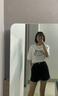京多夢新款女裝西裝褲高腰顯瘦a字闊腿褲夏季短褲黑色復(fù)古百搭oversize 黑色 M 黑色無腰帶(100-110斤） 曬單實拍圖