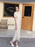 枝己香檳色新中式旗袍新娘敬酒服2025新款結(jié)婚訂婚回門(mén)服日?？纱?QP02 M 曬單實(shí)拍圖