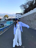 燦圖白色闊腿牛仔褲女夏季高腰bf慵懶風(fēng)肌理感直筒小個(gè)子寬松顯瘦長(cháng)褲白色M 曬單實(shí)拍圖
