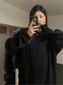 安踏衛(wèi)衣女秋季2025新款外套寬松圓領(lǐng)上衣運(yùn)動裝長袖學(xué)生跑步健身服 基礎(chǔ)黑 L 曬單實(shí)拍圖