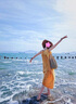 素織錦純欲吊帶連衣裙女夏季海邊度假風(fēng)穿搭慵懶高級(jí)感氣質(zhì)長(zhǎng)裙沙灘裙 仲夏晚風(fēng)流蘇吊帶連衣裙【橘色】 M 推薦體重（80-130斤） 曬單實(shí)拍圖