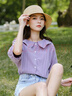 真維斯女款2025夏季新款清新甜美百搭舒適可愛ins女裝中袖襯衫LE 紫色8300 XL 170/96A 曬單實拍圖