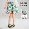 ASK JUNIOR兒童褲子25夏季撞色印花短褲裙褲女大童五分褲休閑花苞褲 綠色 曬單實(shí)拍圖