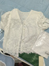 朵以（Duoyi）2025夏季新款鏤空繡花刺繡花邊白色開衫V領(lǐng)襯衣短袖短款上衣 白色 M 曬單實(shí)拍圖