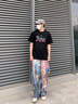 MAYBEYOND牛仔褲男女春秋季涂鴉褲子男潮流鴛鴦休閑長褲MN03深藍XL 曬單實拍圖
