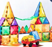彌鹿（MiDeer）兒童彩窗磁力片積木生日六一兒童節禮物棒磁鐵磁吸益智玩具禮盒 100片鉆面彩窗-含小車(chē)*2+收納袋 曬單實(shí)拍圖