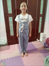 G.DUCKKIDS小黃鴨女童套裝夏季2025兒童衣服中大童牛仔背帶褲女孩短袖兩件套 套裝 160 曬單實(shí)拍圖