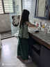 開米熊女童夏季套裝2025新款大兒童時(shí)尚吊帶兒童寬松休閑闊腿褲韓版衣服 綠色 150 碼建議身高140cm左右 曬單實(shí)拍圖