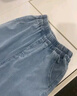 唐獅童裝女童牛仔褲天絲直筒褲子夏季兒童涼感冰絲褲子薄款防曬 淺藍(lán) 160 曬單實(shí)拍圖