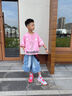 魅樂凱兒童街舞套裝男女童嘻哈潮服表演服牛仔中褲少兒hiphop爵士演出服 粉衣+牛仔中褲+方巾 140 （尺碼寬松） 曬單實(shí)拍圖
