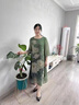 俞兆林（YUZHAOLIN）年輕媽媽夏裝國(guó)風(fēng)短袖連衣裙2025新款中老年女裝夏季寬松印花裙子 2417綠色 2XL (建議115-125斤) 曬單實(shí)拍圖
