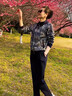 梵花秀媽媽運動(dòng)服套裝女新款春秋外套休閑兩件套中老年女裝秋裝洋氣上衣 藏青 洋氣兩件套 2XL 建議穿105-120斤 曬單實(shí)拍圖