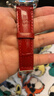 適用casio卡西歐手表女SHN-5010L SHE-5020L系列真皮手表帶配件 紅色-銀色扣 18mm 曬單實(shí)拍圖