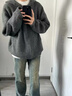 IZEXX美式針織開衫外套男秋冬季高級感慵懶風(fēng)毛衣連帽外套NZ02灰色M 曬單實(shí)拍圖