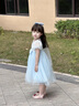 DISNEY迪士尼女童愛(ài)莎公主裙夏季2025新款生日裙子兒童冰雪奇緣女孩艾莎 藍(lán)色短袖 送頭紗 110 cm 曬單實(shí)拍圖
