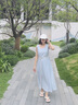 lagogo波嬉風(fēng)淺藍(lán)色無袖連衣裙女拉谷谷2025夏新款度假出游裙子 淺藍(lán)色 M 曬單實(shí)拍圖